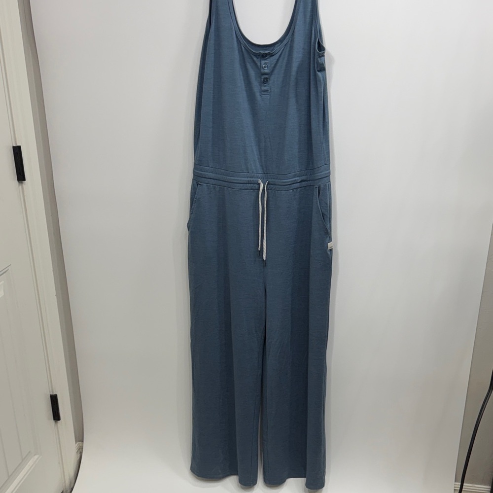 Vuori Women’s Falls Jumpsuit wide leg blue size large